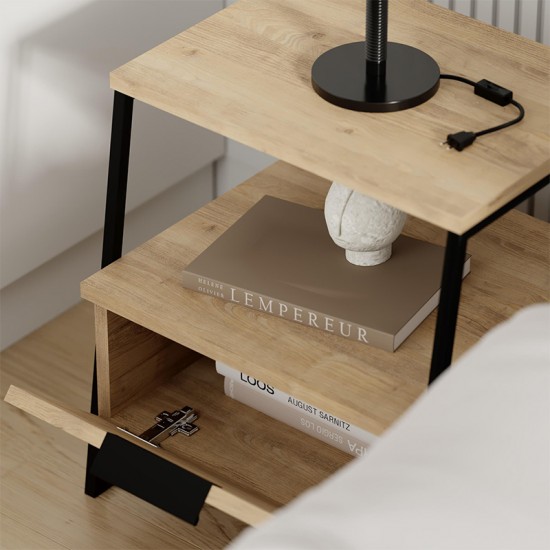 Κομοδίνο Pal Megapap χρώμα sapphire oak 45x40x50εκ.