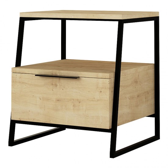 Κομοδίνο Pal Megapap χρώμα sapphire oak 45x40x50εκ.