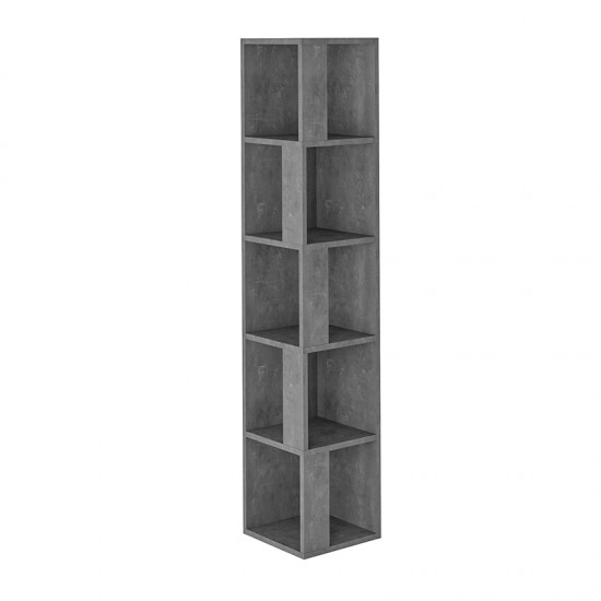 Βιβλιοθήκη γωνιακή Piano Megapap χρώμα γκρι ρετρό 31,4x31,4x158,9εκ.