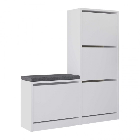 Παπουτσοθήκη Dude Megapap χρώμα λευκό 104,8x26x118,5εκ.