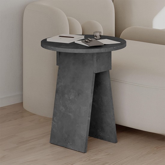 Τραπεζάκι βοηθητικό Chen Megapap χρώμα γκρι ρετρό Φ42x50εκ.