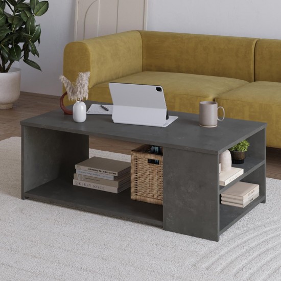 Τραπεζάκι σαλονιού Berg Megapap χρώμα γκρι ρετρό 110x60x40εκ.