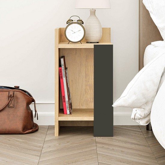 Κομοδίνο Elos Megapap αριστερό χρώμα saphhire oak - silky black 30x31,7x55εκ.