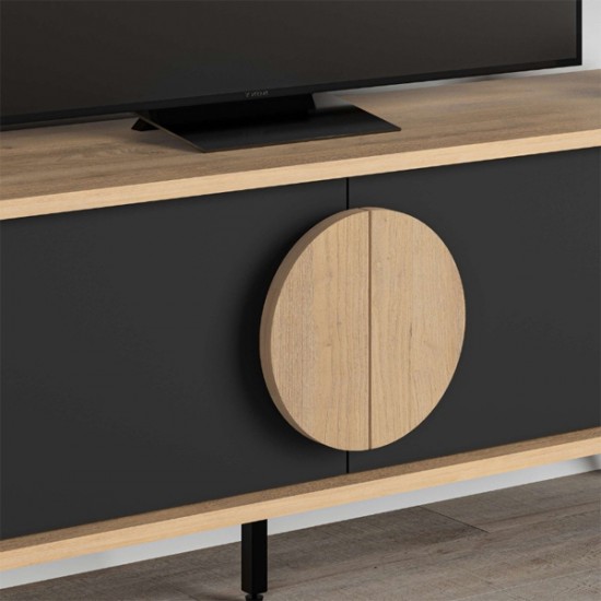Έπιπλο τηλεόρασης Gora Megapap χρώμα sapphire oak - silky black 180x35,6x51εκ.
