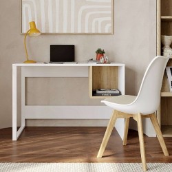 Γραφείο εργασίας Cubo Megapap χρώμα λευκό - sapphire oak 110x50x75εκ.