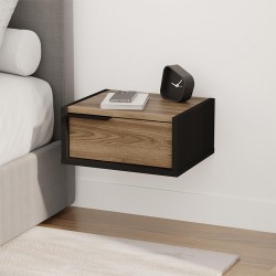 Κομοδίνο επιτοίχιο Eco Megapap χρώμα black wood - καρυδί Ud 40x33x18,5εκ.