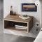 Κομοδίνο επιτοίχιο Brik Megapap με LED χρώμα καρυδί Ud - sandstone 45x30x18εκ.