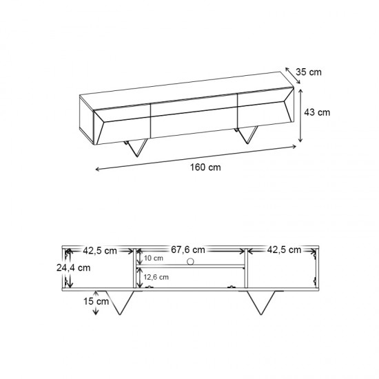 Έπιπλο τηλεόρασης Jacomen Megapap χρώμα sapphire oak 160x35x43εκ.