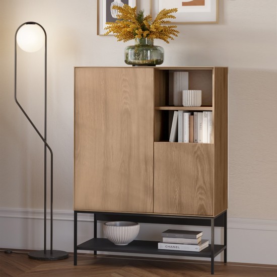 Μπουφές Amira Megapap χρώμα καρυδί Ud - black wood 90x40x125εκ.