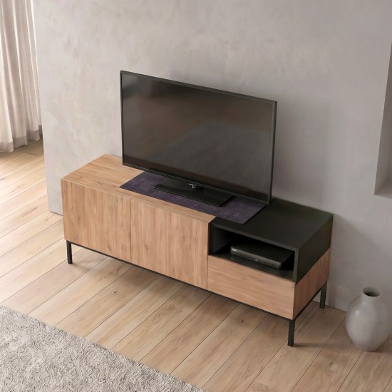 Έπιπλο τηλεόρασης Cailin Megapap χρώμα sepet oak - black wood 140x41,8x55εκ.