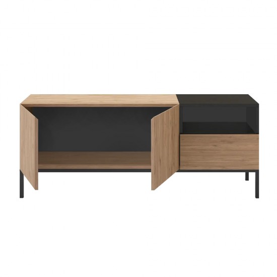 Έπιπλο τηλεόρασης Cailin Megapap χρώμα sepet oak - black wood 140x41,8x55εκ.
