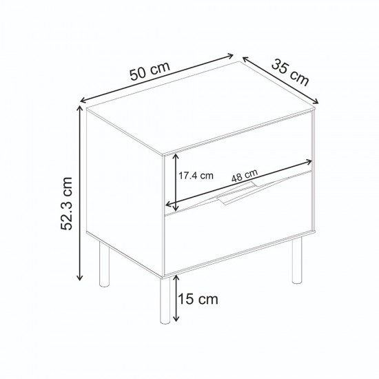 Κομοδίνο Marquise Megapap χρώμα sandstone 50x35x52,3εκ.
