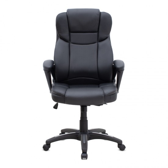 Καρέκλα γραφείου διευθυντική Morgan Megapap από τεχνόδερμα χρώμα μαύρο 67x65x112/122εκ.