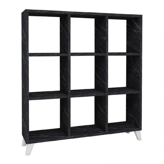 Βιβλιοθήκη Saul Megapap χρώμα μαύρο εφέ μαρμάρου 88,2x20x88,2εκ.