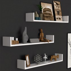 Ραφιέρα τοίχου Tyrion Megapap 3 τεμαχίων χρώμα λευκό 90x15x12εκ.