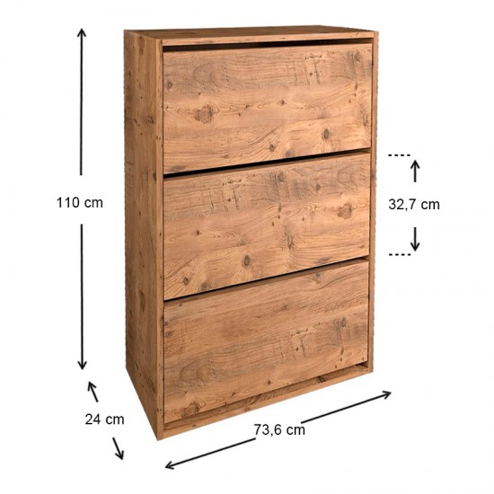 Παπουτσοθήκη Nave Megapap 18 ζευγών χρώμα pine oak 73,6x24x110εκ.