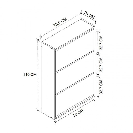 Παπουτσοθήκη Nave Megapap 18 ζευγών χρώμα pine oak 73,6x24x110εκ.