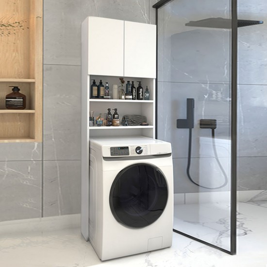 Έπιπλο πλυντηρίου Ramsey Megapap χρώμα λευκό 65x27x190,6εκ.