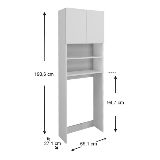 Έπιπλο πλυντηρίου Ramsey Megapap χρώμα λευκό 65x27x190,6εκ.