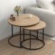 Τραπεζάκι σαλονιού σετ 2 τμχ Hilal Megapap χρώμα sapphire oak Ø66x49,5εκ.