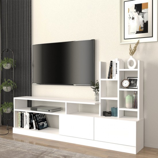 Σύνθεση τηλεόρασης Pesaro Megapap χρώμα λευκό 165x25x91,3εκ.