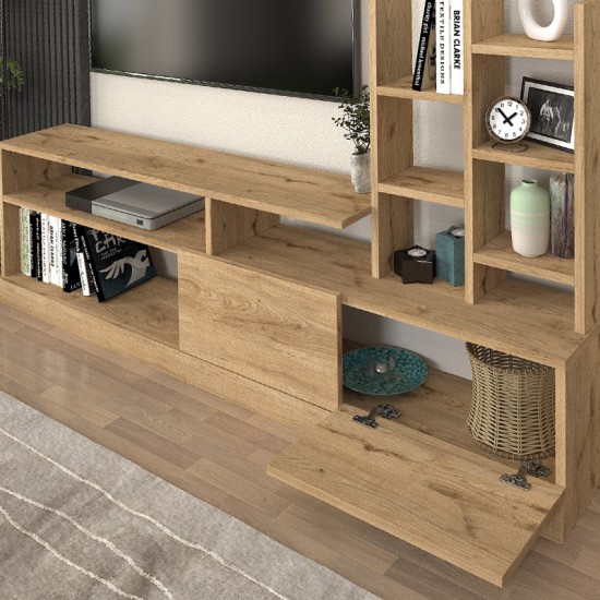 Σύνθεση τηλεόρασης Pesaro Megapap χρώμα sepet oak 165x25x91,3εκ.
