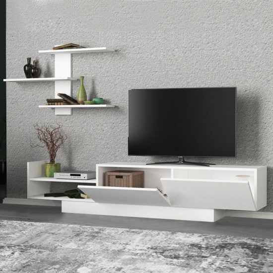 Σύνθεση τηλεόρασης Egemen Megapap χρώμα λευκό 180x32x40εκ.