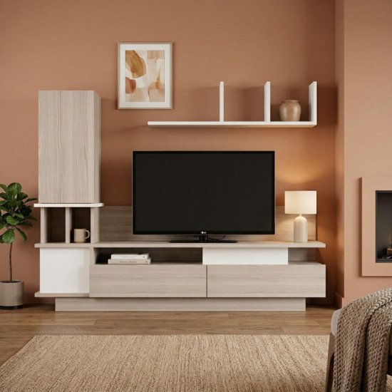 Σύνθεση τηλεόρασης Almeria Megapap χρώμα λευκό - cordoba 149x29,5x117εκ.