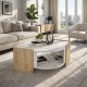 Τραπεζάκι σαλονιού Marbel Megapap χρώμα sapphire oak - λευκό εφέ μαρμάρου 75x75x40εκ.