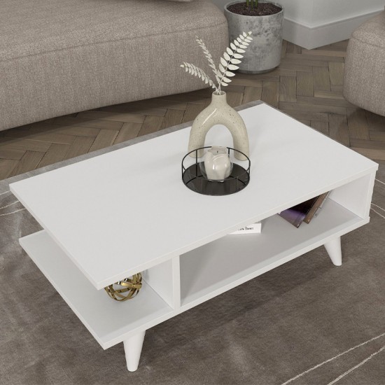 Τραπεζάκι σαλονιού Titus Megapap χρώμα λευκό 80x45x30εκ.