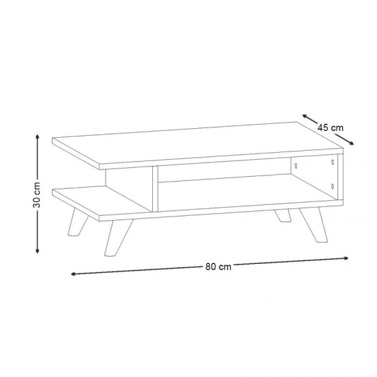 Τραπεζάκι σαλονιού Titus Megapap χρώμα λευκό 80x45x30εκ.