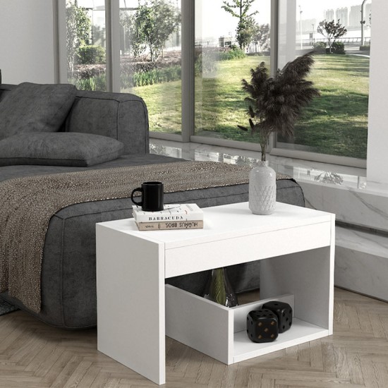 Τραπεζάκι βοηθητικό Rosana Megapap χρώμα λευκό 35x29,5x60εκ.