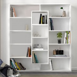 Βιβλιοθήκη Ample Megapap χρώμα λευκό 125x22x135,7εκ.