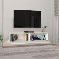 Έπιπλο τηλεόρασης επιτοίχιο Aristo Megapap με LED χρώμα λευκό 135x31,6x25εκ.