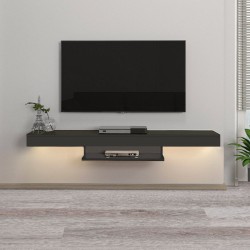 Έπιπλο τηλεόρασης επιτοίχιο Albares Megapap με LED χρώμα ανθρακί 150x29,6x22εκ.