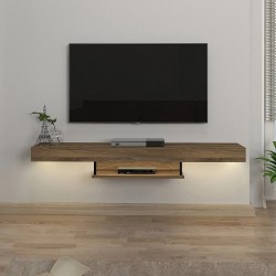 Έπιπλο τηλεόρασης επιτοίχιο Albares Megapap με LED χρώμα καρυδί 150x29,6x22εκ.