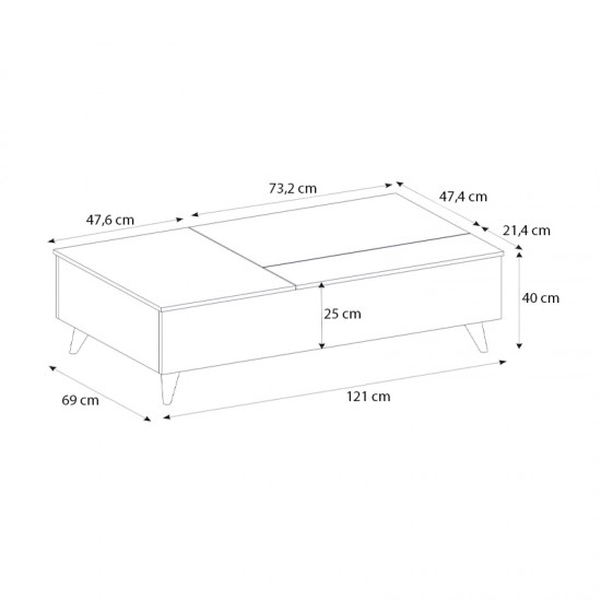 Τραπεζάκι σαλονιού Roy Megapap με σερβιτόρο χρώμα sepet oak 121x69x40εκ.