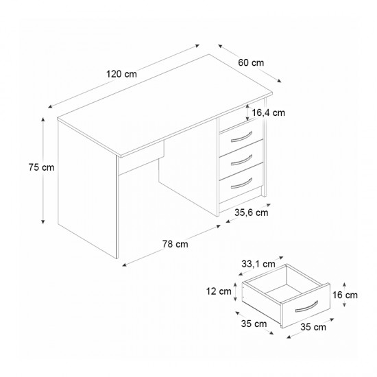 Γραφείο εργασίας Eldoris Megapap χρώμα καρυδί 120x60x75εκ.