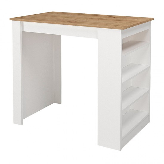 Τραπέζι μπαρ Monaco Megapap χρώμα λευκό - sapphire oak 120x51,6x101,8εκ.