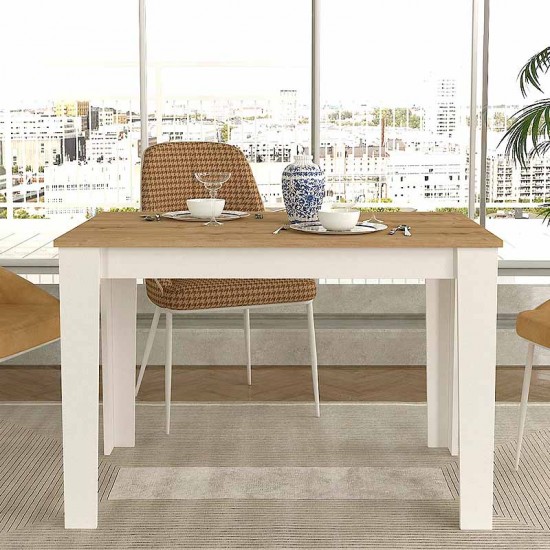 Τραπέζι Darlen Megapap χρώμα λευκό - sapphire oak 110x72x74εκ.