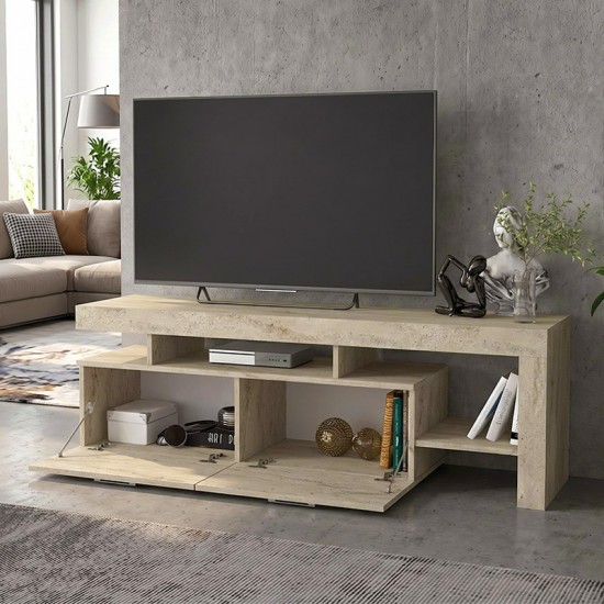 Έπιπλο τηλεόρασης Acnes Megapap χρώμα travertine 160x40x53εκ.
