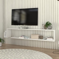 Έπιπλο τηλεόρασης επιτοίχιο Regnar Megapap χρώμα λευκό 168,6x25x31,8εκ.