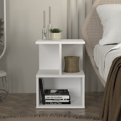 Κομοδίνο - Τραπεζάκι βοηθητικό Entiero Megapap χρώμα λευκό 39,8x35x54,6εκ.