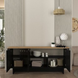 Μπουφές Bohema Megapap χρώμα μαύρο - sepet oak 180x47x76,6εκ.