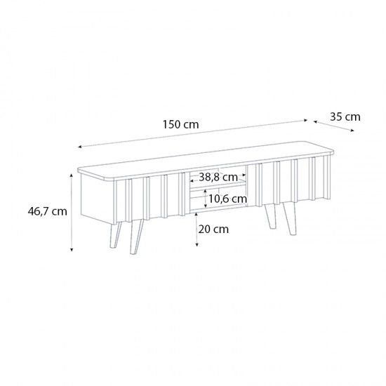 Έπιπλο τηλεόρασης Gemma Megapap χρώμα sepet oak 150x35x46,7εκ.