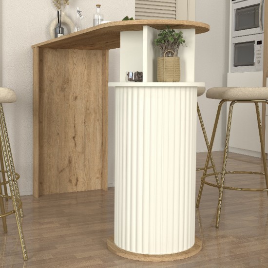 Τραπέζι μπαρ Bohema Megapap χρώμα sepet oak - ivory 150x51,6x101,8εκ.