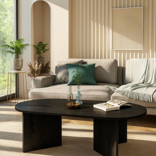 Τραπεζάκι σαλονιού Cortado Megapap χρώμα sencron black 120x60x39,6εκ.