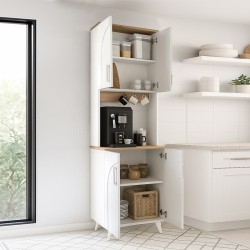 Έπιπλο κουζίνας Kalira 2 Megapap χρώμα λευκό - rota oak 60x40x196εκ.