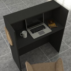 Γραφείο υποδοχής - reception Aloha Megapap με LED χρώμα ανθρακί - sepet oak 95,5x40x110,3εκ.