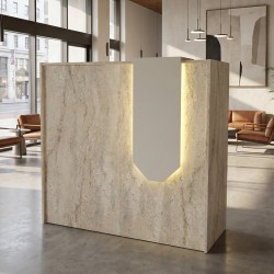 Γραφείο υποδοχής - reception Navita Megapap με LED χρώμα travertine - sandstone 113,6x42x111,8εκ.